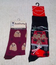 NWT-Men's/Unisex Socks 2 Pair-Features Cocker Spaniels by E S Pets Joyland.