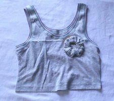 Sundown By Splendid Juniors Crop Tank With Scrunchy JL3 Gray Size XS NWT