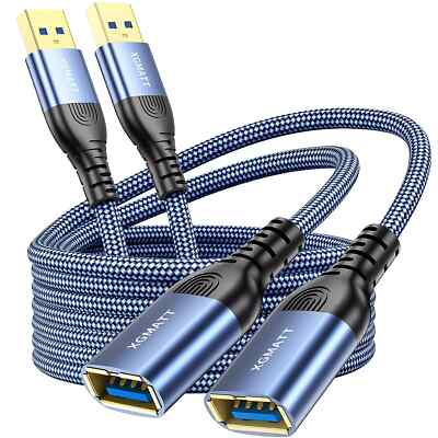 XGMATT USB 3.0 Verlängerungskabel [2x 3M Pack] USB Typ A Stecker auf Buchse 5Gbps Dat