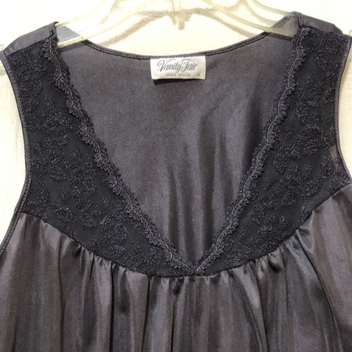 Vintage Vanity Fair Nachthemd Morgenmantel Peignoir Set Gr. Small grau seidig Spitze - Bild 2 von 6