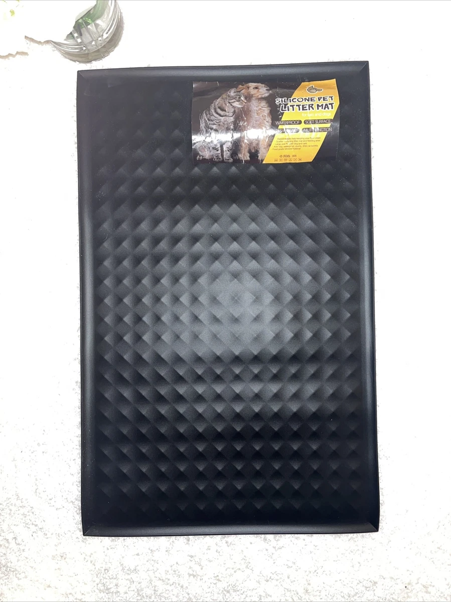 Pet Litter Mat Silicone Raised Edges 19x12” Cat Dog Waterproof Easy Clean