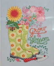 Garden Flowers Counted Cross Stitch KIT Spring 8.125x10.625 Zweigart Paint NWT
