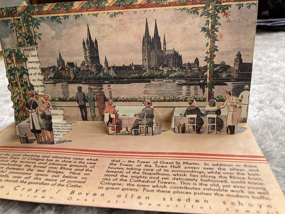 Antique Travel Guides Rhine Fold Out Panoramic Mayence to Cologne Map Germany - Image 4 of 4