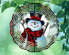 8 Inch Snowman Plaid Scarf Christmas Frosty Hanging Wind Spinner Garden 8rws-142