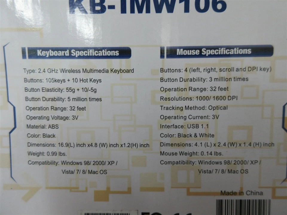 iMicro KB-IMW106 Wireless Keyboard & Mouse Combo NEW!! - Image 2 of 4