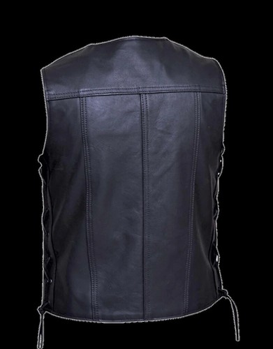 Men's Naked Leather Vest with Side Lace - Picture 2 of 2