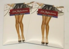 Lot 2 Hanes Sheer Toe Pantyhose Silk Reflections Non-Control Top Silky Sheer AB