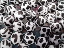 Food Grade Silicone Bead, Chewing Beads For Teethers,12x11.5mm, Zebra,10pc