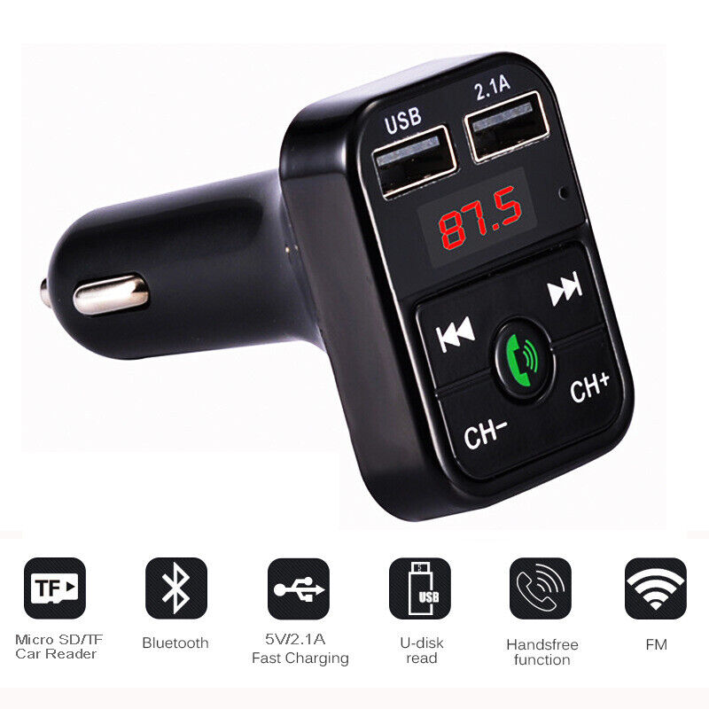 New Bluetooth FM Transmitter Wireless Music Adapter Hands-Free Calling Car Kit e