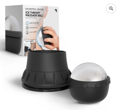 New Sharper Image Ice Therapy Massage Ball Roller, Suction Mount, Handheld Grip