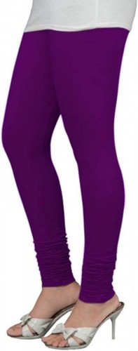 Women Cotton Churidar Legging Extra Long Plain Solid Pant Daily Wear Dark Purple - Picture 2 of 3