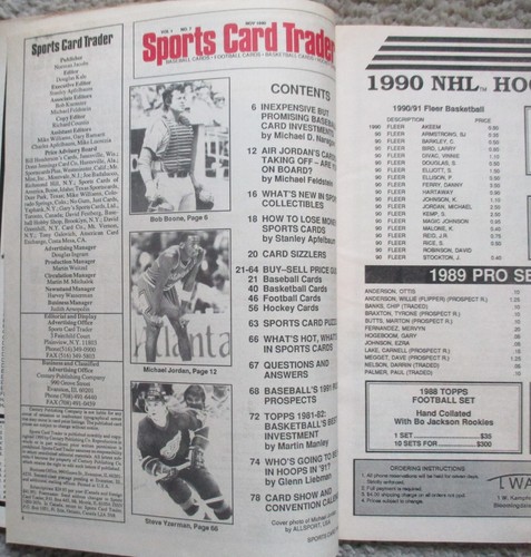 SPORTS CARD TRADER V. 1, No. 7 (Nov. 1990) MICHAEL JORDAN cover; Vintage Guide - Picture 2 of 7
