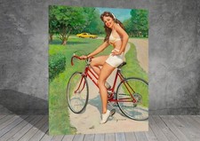 Gil Elvgren bicycle Woman Vintage Pin Up Girl CANVAS ART PRINT POSTER 1615
