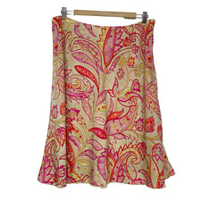 Vtg Talbots Skirt Size 14 Petite 14P Paisley Floral Cottagecore Artsy A-Line