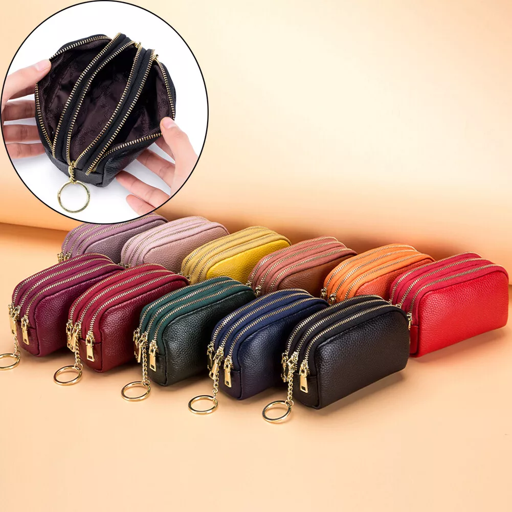 Women's Fashion Small Zip Coin Wallet Key Chain