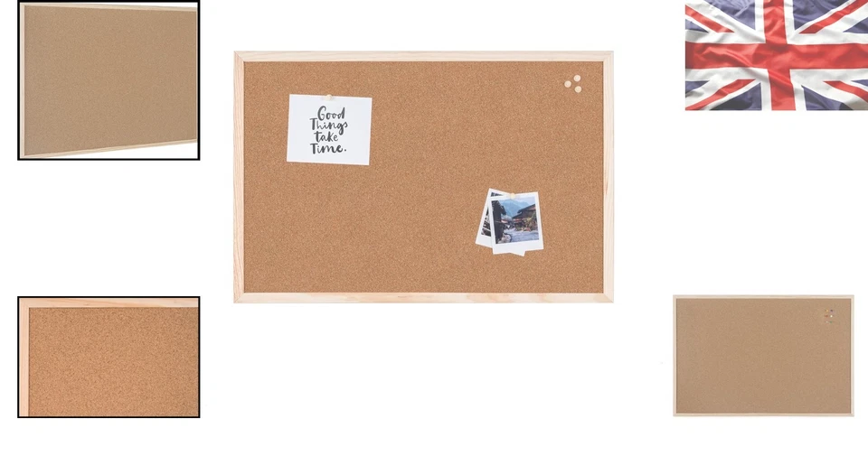 Basic Brown Cork Board with Pine Frame – Ideal for Home and Office Organization - Image 2 of 4