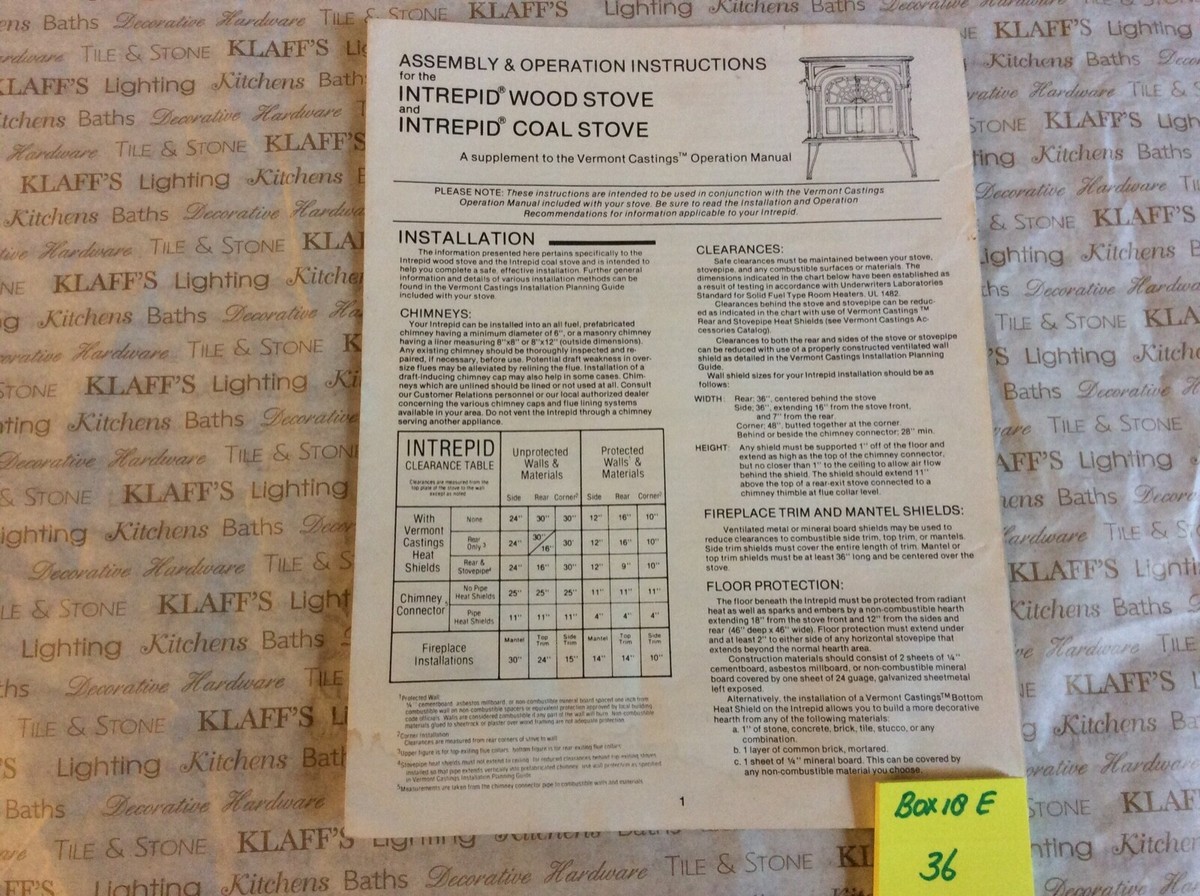 Vermont Castings Intrepid Coal Kit installation Operation manual