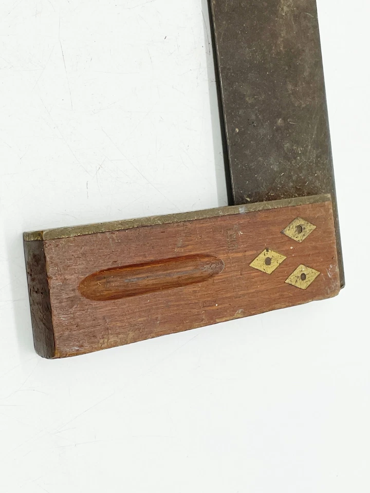VINTAGE WOODWORKING SET SQUARE MARPLES BRASS INLAYS - Image 4 of 4