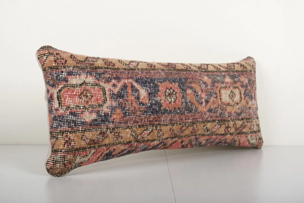 Muted Blue Carpet Rug Bedding Pillow Faded Ethnic Turkish Long