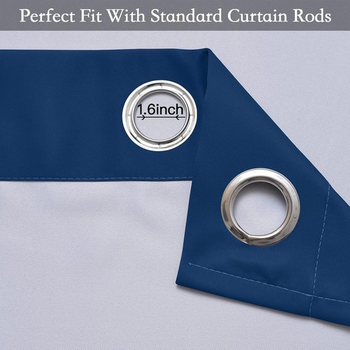 Ombre Room Darkening Curtains - Blue to Grey Gradient Grommet Drapes, 2 Panels - Picture 5 of 10