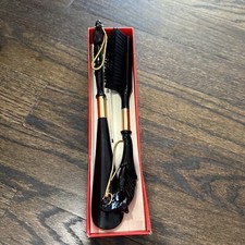 Vintage Horse Head Brush And Shoehorn Set - New In Box - Black  Gold