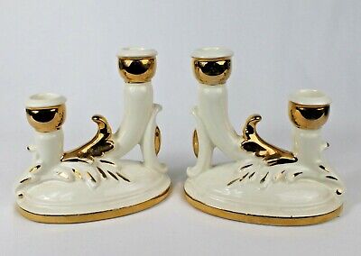 Vintage Royal Kohl China Centerpiece Console Bowl & 2 Double Candle Holders