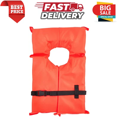 Life Jackets Vest Preserver Type II Orange Adult Fishing Boating USCG PFD