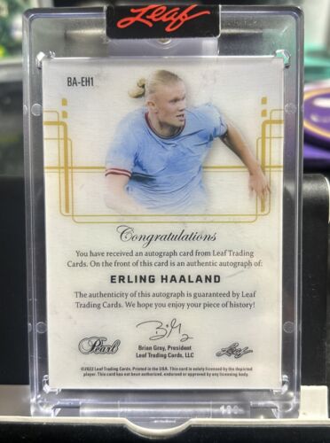 Carta autografata Erling Haaland firmata 2022 foglia perla BA-EH1 10/10 - Foto 2 di 2