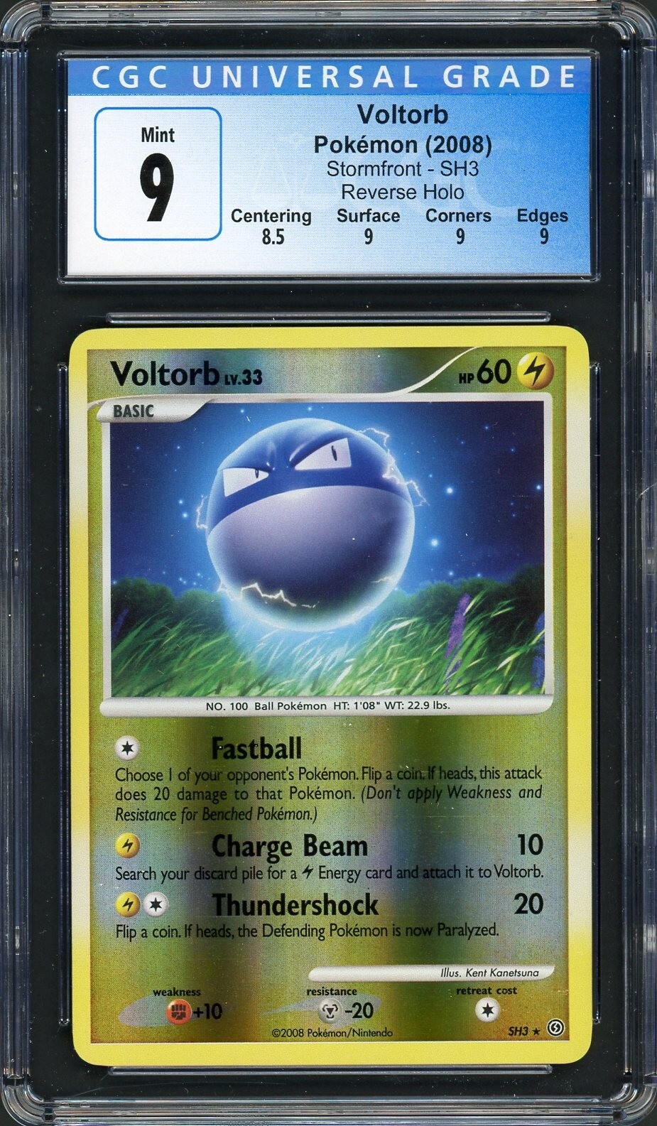 CGC 9 Voltorb Stormfront SH3 Reverse Holo Pokemon Card B17
