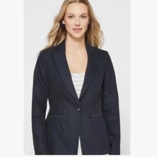NWOT DKNY Women's One Button Blazer with Zipper Pockets Navy