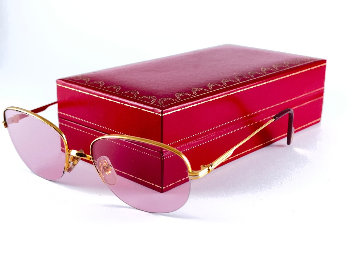 VINTAGE CARTIER MONTAIGNE 55MM HALF FRAME GOLD ROSE LENSES FRANCE