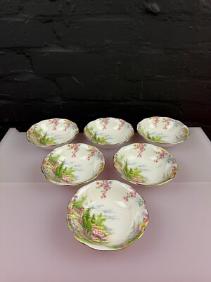6 x Royal Albert Kentish Rockery Obst Müslischalen 13,5 cm breit Set RAR