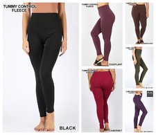 NEW WOMEN HIGH WAISTED FLEECE LEGGINGS WARM THICK THERMAL PANTS REG N PLUS S-2X