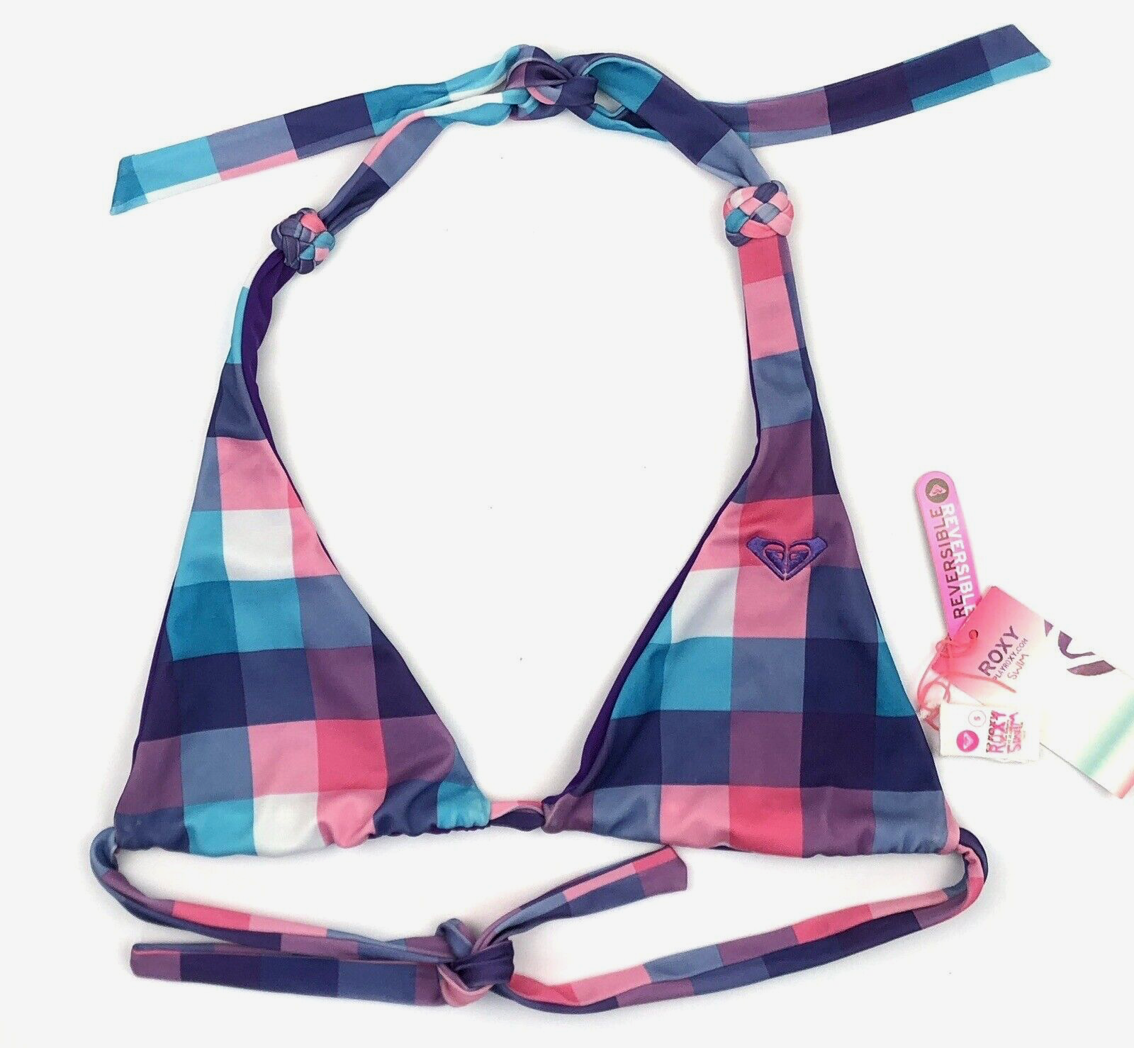 ROXY Reversible Non Padded Bikini Top Small 8 - 10 BNWT