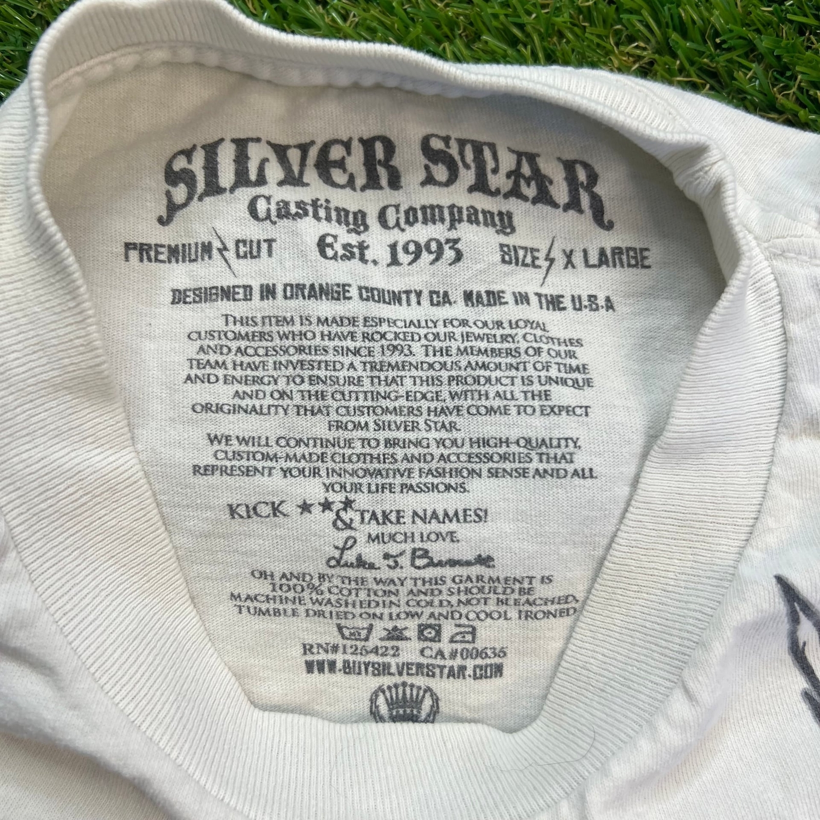 ALTRA Y2K T Shirt Uomo Silver Star Bianca Grafica Teschio Ala X LARGE MADE IN USA