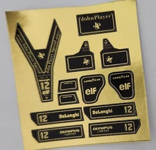 Aurora AFX G-Plus Ayrton Senna Lotus Gold Goil Die Cut Stickers