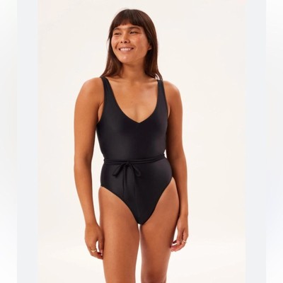 Girlfriend Collective NWT Black Isla Wrap Tie One Piece size XS