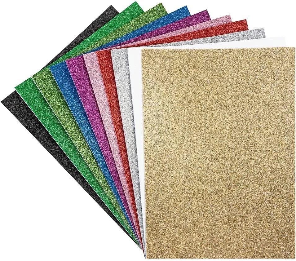 Moosgummi-Platten mit Glitzer | DIN A4 | 2mm | 10 Bogen | Bastelschaumstoff, Eva