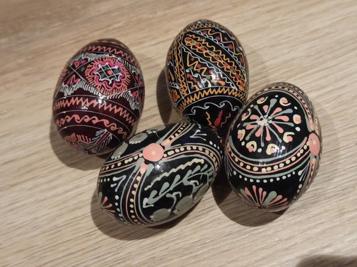 5 Ostereier vintage russisch, handbemalt, Holz, 1 Marmorei - Bild 3 von 3