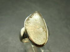 Libyan Desert Glass Tektite Silver Ring from Libya - Size 9 - 8.96 Grams