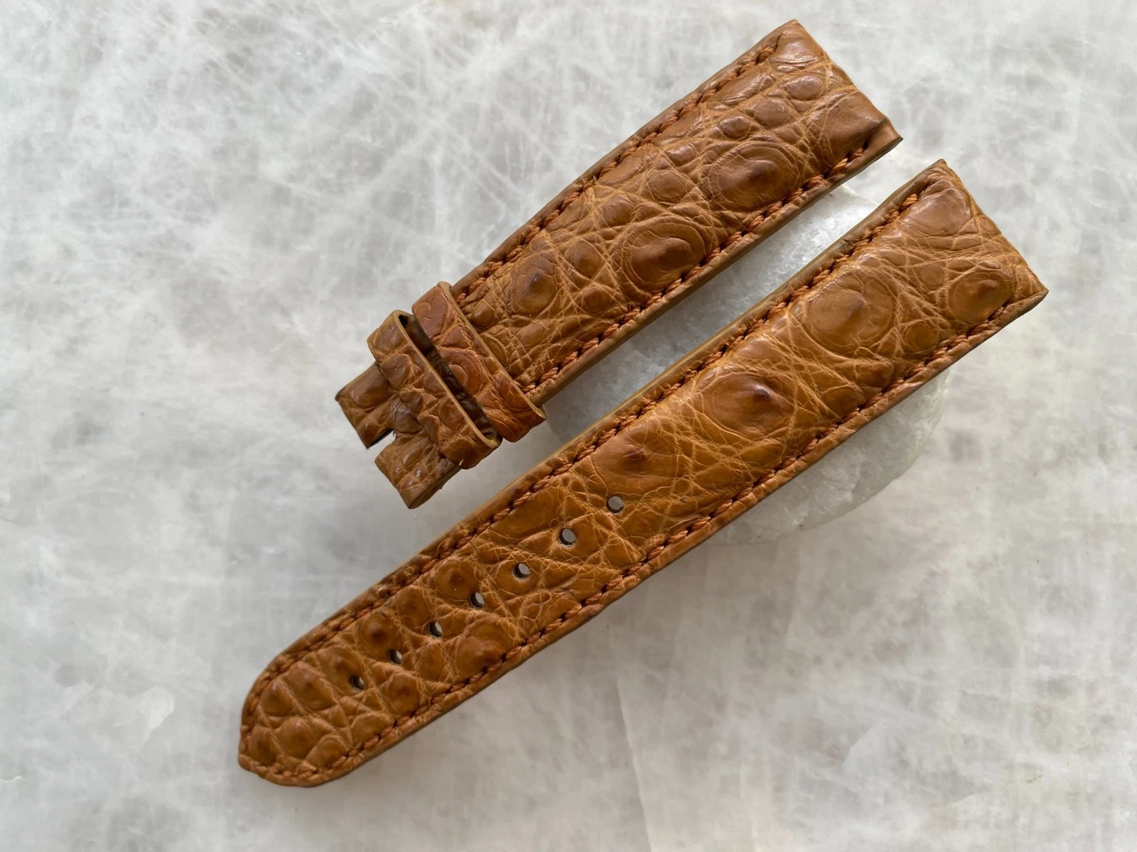 20mm/18mm Brown Alligator Crocodile Print Leather Watch Strap Band