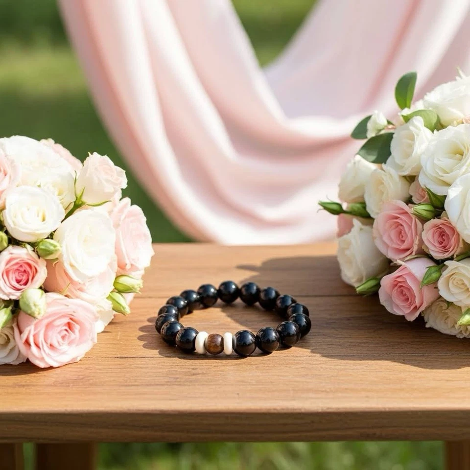 PULSERA DE PROTECCIÓN PIEDRAS ÓNIX  NEGRO Y OJO DE TIGRE NATURAL - Imagen 3 de 4