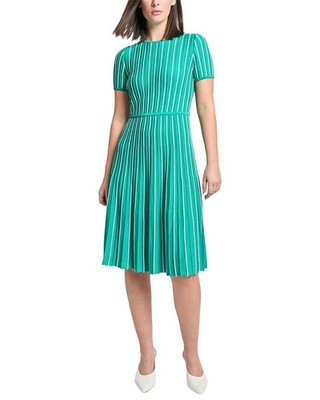 Ming Wang Jewel Neck Soft Knit Flare Dress Women's