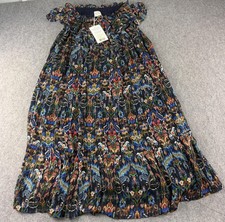 Sézane Dress Womens 10 Multicolour Robe Longue Vida Ikat Maxi Pleated Lined NEW