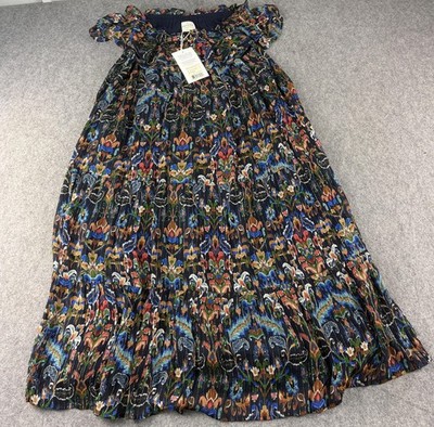 Sézane Kleid Damen 10 Mehrfarbig Morgenmantel Longue Vida Ikat Maxi Plissee Gefüttert NEU