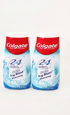 Colgate 2 in 1 Toothpaste Mouthwash Icy Blast Whitening Gel 4.6 oz Set Of 2
