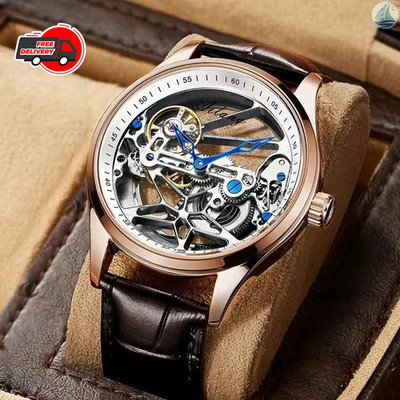 AILANG Skeleton Mechanical Mens Watches Top Brand Luxury Steampunk