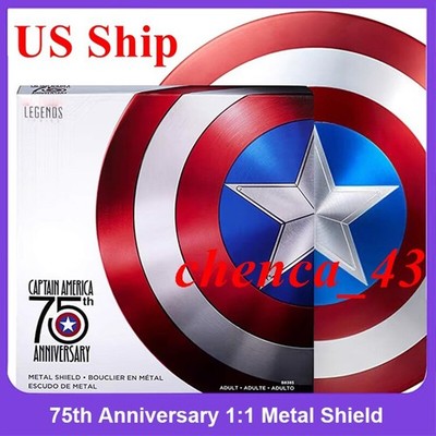 IN US!!! Captain America 1:1 Full Metal Shield   Marvel 75th Anniversary Limited