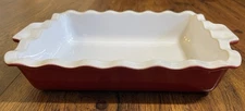 Emile Henry RED  Ruffle 0407 Baking Casserole Dish FRANCE