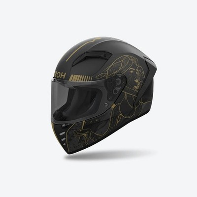 Motorcycle Helmet Scooter Full Face Connor Titanium Black Gold Matt Airoh Ece 2206